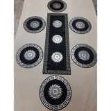 Sehara Kadife Amerikan Servis Sunum 100x33 cm Siyah Gümüş 6 Kişilik 7 Parça Yemek Takımı