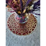 Sehara Orta Sehpa Runneri/Masa Örtüsü/ Kadife/S.Deri Işlemelı/Bordo-Gold/46cm - 46 x 46 cm