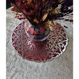Sehara Orta Sehpa Runneri/masa Örtüsü/ Kadife/s.deri Işlemeli/bordo GÜMÜŞ/46CM - 46 x 46 cm