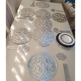 Sehara Runner - Amerikan Servis - Masa Örtüsü - 19 Parça - Suni Deri - 32 x 100 cm - Gümüş