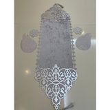 Sehara Runner - Masa Örtüsü - Kadife - 5 Parça (4 Parça Kahve Sunumluğu) - 100 x 30 cm - Gümüş