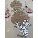 Sehara Runner - Masa Örtüsü - Sehpa Örtüsü - Suni Deri - 4 Parça Kahve Snumluğuyla Birlikte 5 Parça - 32 x 100 cm - Kahverengi