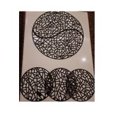 SEHARA Runner/yuvarlak Masa Ve Sehpa Örtü Seti/62cm (2 Parçalı) Yuvarlak/3 Adet 33cm Zigon Örtüsü/suni Deri