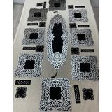 Sehara Sehara/kadife 8 Kişilik 25 Parça Yemek Sunum Takımı/siyah/gümüş - 100 x 33 cm - Siyah - Gümüş