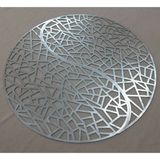 Sehara Suni Deri Yuvarlak Modern Masa Runnerı (Fiskos Örtüsü). 62 cm. Yuvarlak - 62 x 62 cm - Gümüş