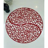 Sehara Suni Deri Yuvarlak Modern Masa Runnerı (Fiskos Örtüsü) 62 cm. Yuvarlak - 62 x 62 cm - Kırmızı
