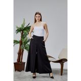 sehatex Kadın Pantolon Crep Kumaş Beli Lastikli Geniş Paça