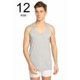Seher 12'li Paket Klasik Erkek Atlet, Gri, 2XL Beden