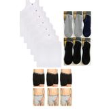 Seher 6'lı Erkek Atlet Boxer Çorap İç Giyim Set Takımı Karışık L