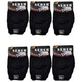 SEHER 6'lı Erkek Penye Boxer Düz Desenli 2XL Beden Siyah Renk Dokuma Paça Tipi