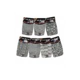 Seher 6'lı Paket Desenli Erkek Boxer, 2XL Beden, Gri