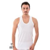 Seher Erkek Beyaz Askılı Penye Atlet, 12'li Set, Beden 2