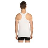 Seher Erkek Beyaz Ribana Spor Atlet, Slim Fit, Bisiklet Yaka, S Beden