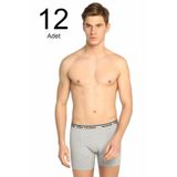 Seher Erkek Boxer, Gri, S Beden, 12'li Paket, Likralı