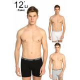 Seher Erkek Boxer, Karışık Renk, 12'li Paket, Likralı, XL Beden