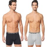 Seher Yıldız 6'lı Paket Erkek Likralı Elastan Boxer Külot (3 Siyah - 3 Gri) - M - Siyah - Gri