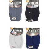 Seher Yıldızı 6 Lı Paket Seher Yıldızı Pamuklu Penye Düğmeli Erkek Boxer 0008 - XL - Çok Renkli