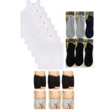 Seher Yıldızı 6'Lı Penye Beyaz Erkek Atlet-6'Lı Likra Boxer-6'Lı Bambu Kısa Çorap Takım Beyaz 2XL