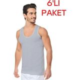 Seher Yıldızı Erkek Gri Penye Atlet (6'lı Paket)