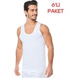 Seher Yıldızı Erkek Penye Atlet 6'lı Paket ( (%100 Pamuk) ) - Beyaz