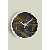 Şehir Manzara Temalı Modern Duvar Saati - 25cm - Önü Camlı Beyaz Kasa - Sessiz Mekanizma, JH0703S25BKP