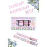 Şehir Online Mağazacılık Sunny Day 20'li Desenli Maskeleme Bandı Seti - Çiçek Temalı Washi Tape Dekorasyon Seti