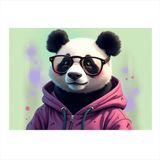 Şehirde Panda Figürü Desenli Ahşap Tablo 25cmX 35cm