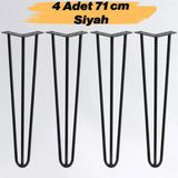 Sehpa Ayağı 71 Cm Siyah Metal Masa Ayağı Dayanıklı Mobilya Destek Ayağı Yükseltici Model 4 Adet