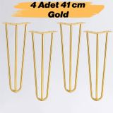 Sehpa Masa Ayağı 41 Cm Gold Altın Metal Dayanıklı Mobilya Destek Yükseltici Ayak Modeli 4'Lü Set