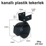 Sehpa Tekerlek Masa Teker Kanallı Küçük Boy Plastik Siyah Tekerle