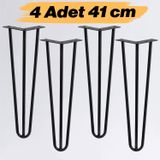 Sehpa Ve Masa Ayağı 41 Cm Dayanıklı Mobilya Destek Ayağı Yükseltici Ayak Modeli Siyah Metal 4'Lü Set