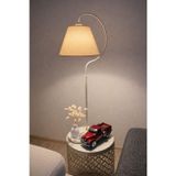 Sehpalı Lambader Elips Krem Sarı Patine Metal Gövde ⭐️Krem Kumaş Şapka⭐️Salon Köşe Lambası