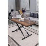 SEHPAM AKILLI Akıllı Sehpa Home Üst Tabla Mdf Barok Koyu Ceviz Oval Köşe Alt Mekanizma Siyah Renk