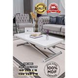 SEHPAM AKILLI Akıllı Sehpa Home Üst Tabla Mdf Beyaz Oval Köşe Alt Ayak Krom Kaplama