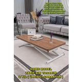 SEHPAM AKILLI Akıllı Sehpa Home Üst Tabla Mdf Ceviz Oval Köşe Alt Mekanizma Beyaz Renk
