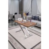 SEHPAM AKILLI Akıllı Sehpa Home Üst Tabla Mdf Ceviz Oval Köşe Alt Mekanizma Krom Kaplama