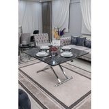 SEHPAM AKILLI Akıllı Sehpa Home Üst Tabla Mdf Siyah Mermer Desen Alt Mekanizma Krom Kaplama