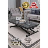 SEHPAM AKILLI Akıllı Sehpa Home Üst Tabla Mdf Siyah Mermer Oval Köşe Alt Mekanizma Siyah Renk