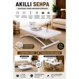 Sehpam Akıllı Akıllı Sehpa Juppo Üst Tabla Mdf Beyaz Oval Köşe Alt Ayak Beyaz Dışa K
