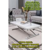 SEHPAM AKILLI Akıllı Sehpa Juppo Üst Tabla Mdf Beyaz Oval Köşe Alt Krom Kaplama Dışa Kıvrım