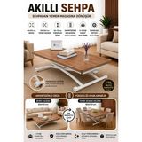 Sehpam Akıllı Akıllı Sehpa Juppo Üst Tabla Mdf Ceviz Oval Köşe Alt Ayak Beyaz Dışa K