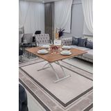SEHPAM AKILLI Akıllı Sehpa Juppo Üst Tabla Mdf Ceviz Oval Köşe Alt Ayak Beyaz Dışa Kıvrım