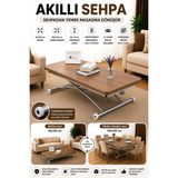 Sehpam Akıllı Akıllı Sehpa Juppo Üst Tabla Mdf Ceviz Oval Köşe Alt Ayak Krom Dışa K