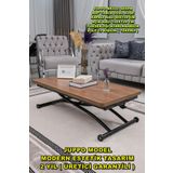 SEHPAM AKILLI Akıllı Sehpa Juppo Üst Tabla Mdf Ceviz Oval Köşe Alt Ayak Siyah Dışa Kıvrım