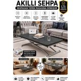 Sehpam Akıllı Akıllı Sehpa Juppo Üst Tabla Mdf Kartal Oval Köşe Alt Ayak Krom Dışa K