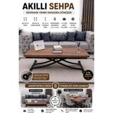 SEHPAM AKILLI Akıllı Sehpa Juppo Üst Tabla Mdf Urartu Oval Köşe Alt Ayak Siyah Içe Kıvrım