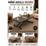 Sehpam Akıllı Akıllı Sehpa Mini Juppo Üst Tabla Mdf Oval Köşe Alt Ayak Siyah Dışa Kıvrım - KARTAL - SİYAH