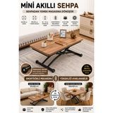 Sehpam Akıllı Akıllı Sehpa Mini Juppo Üst Tabla Mdf Oval Köşe Alt Ayak Siyah Dışa Kıvrım - SİYAH - URARTU