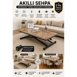 Sehpam Akıllı Home Üst Tabla Mdf Antiklayt Oval Köşe Alt Ayak Siyah