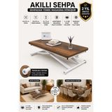 Sehpam Akıllı Home Üst Tabla Mdf Barok Ceviz Oval Köşe Alt Ayak Beyaz